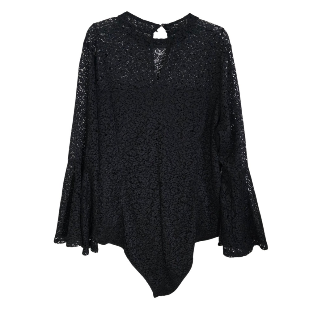 Torrid Insider Collection Black Lace Bell Sleeve Mock Neck Keyhole Bodysuit Sz 4